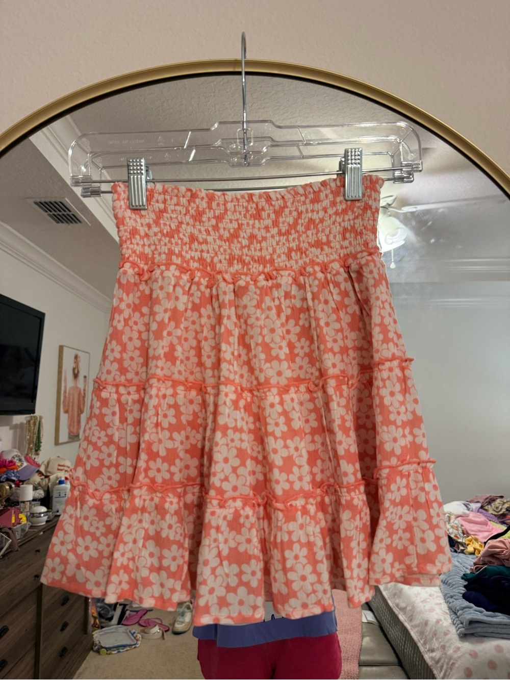 Pink Lily Pink + White Floral Skort